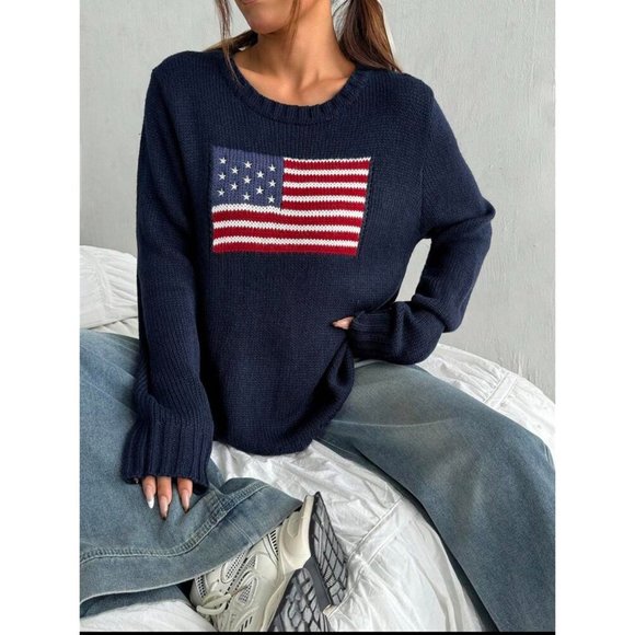 usa american flag knit sweater patriotic 🇺🇸 - Picture 1 of 2